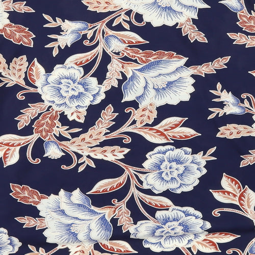 George Womens Blue Floral  Basic Blouse Size 14