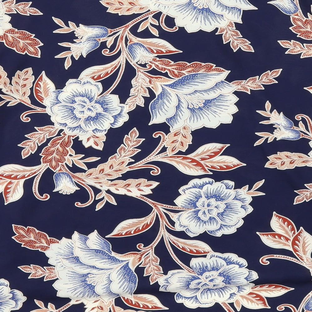 George Womens Blue Floral  Basic Blouse Size 14