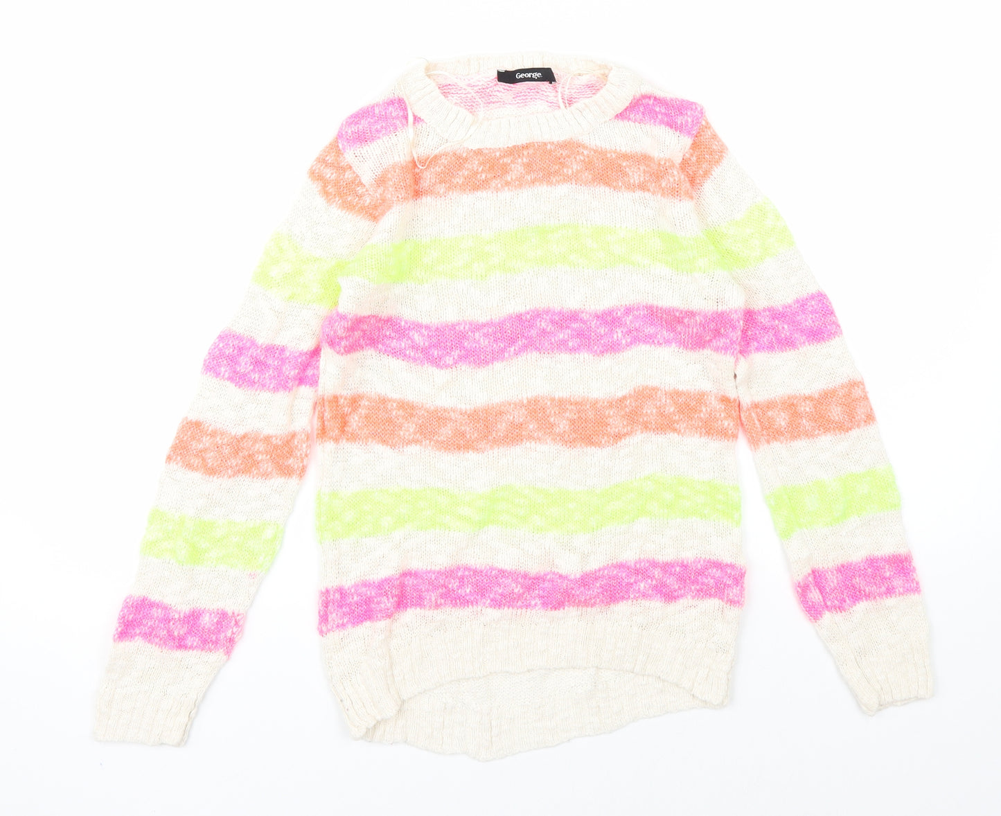 George Girls Multicoloured Striped  Pullover Jumper Size 9-10 Years