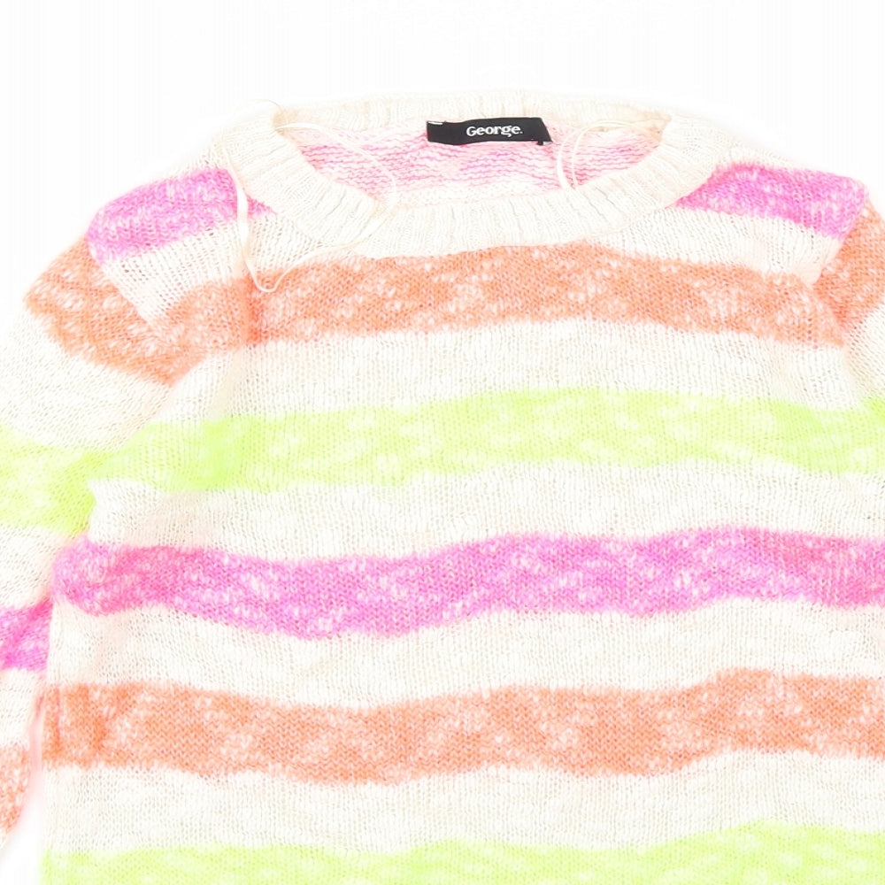 George Girls Multicoloured Striped  Pullover Jumper Size 9-10 Years