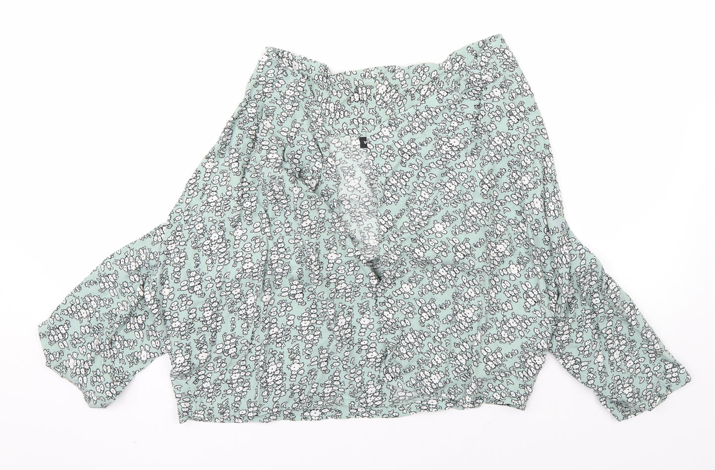 Warehouse Womens Green Floral  Cardigan Jumper Size 16