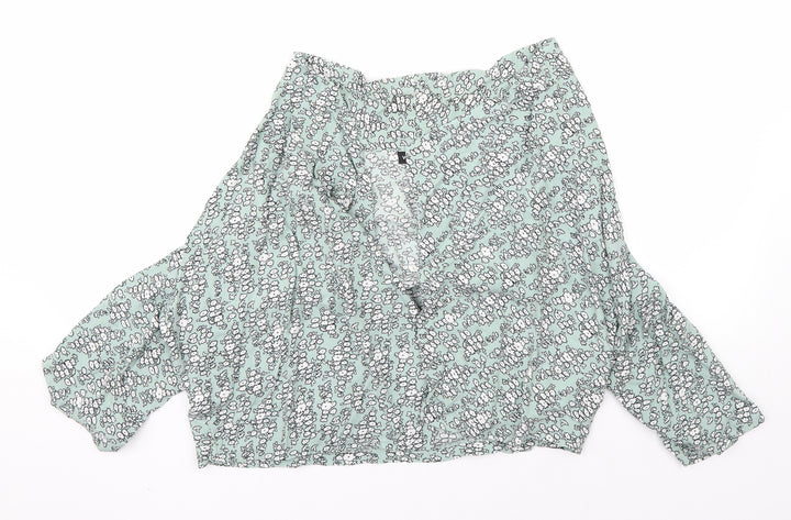 Warehouse Womens Green Floral Cardigan Jumper Size 16