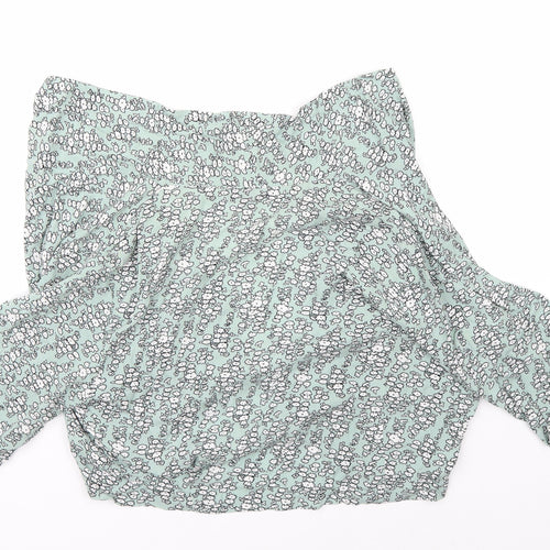 Warehouse Womens Green Floral  Cardigan Jumper Size 16