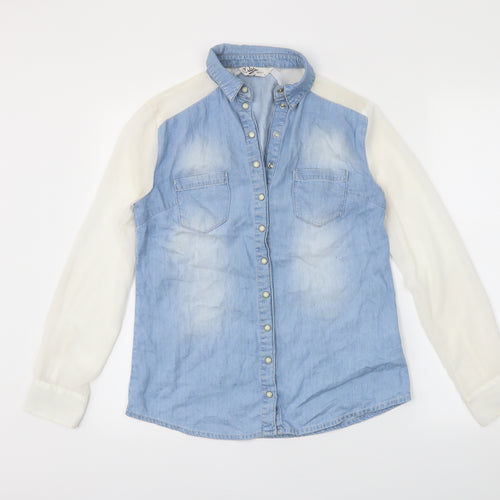 miss denim Womens Blue  Denim Basic Button-Up Size 8