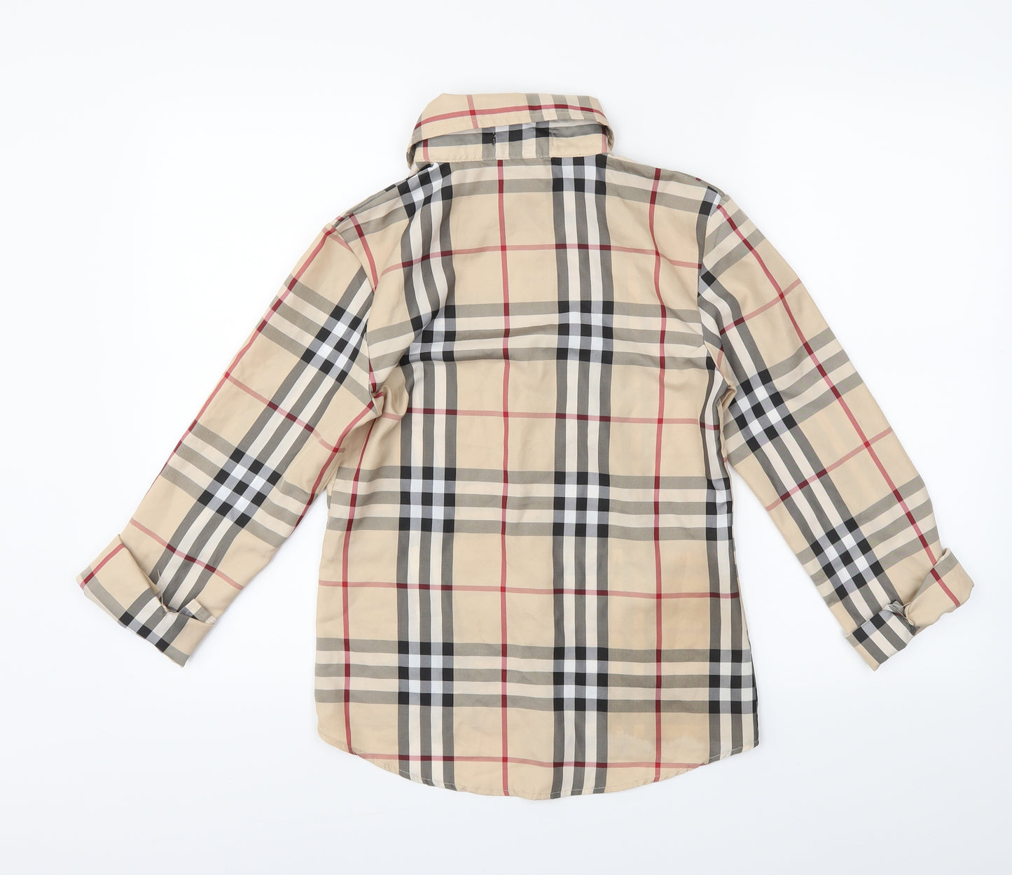 YUGEEL Womens Beige Plaid  Basic Button-Up Size XS
