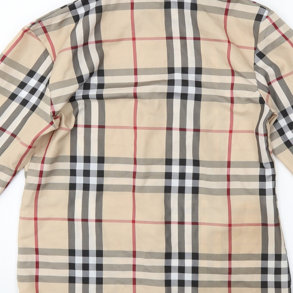 YUGEEL Womens Beige Plaid  Basic Button-Up Size XS