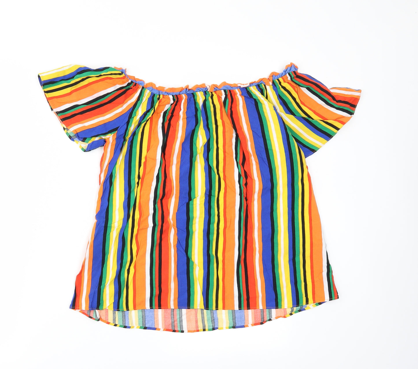Papaya Womens Yellow Striped  Basic Blouse Size 14