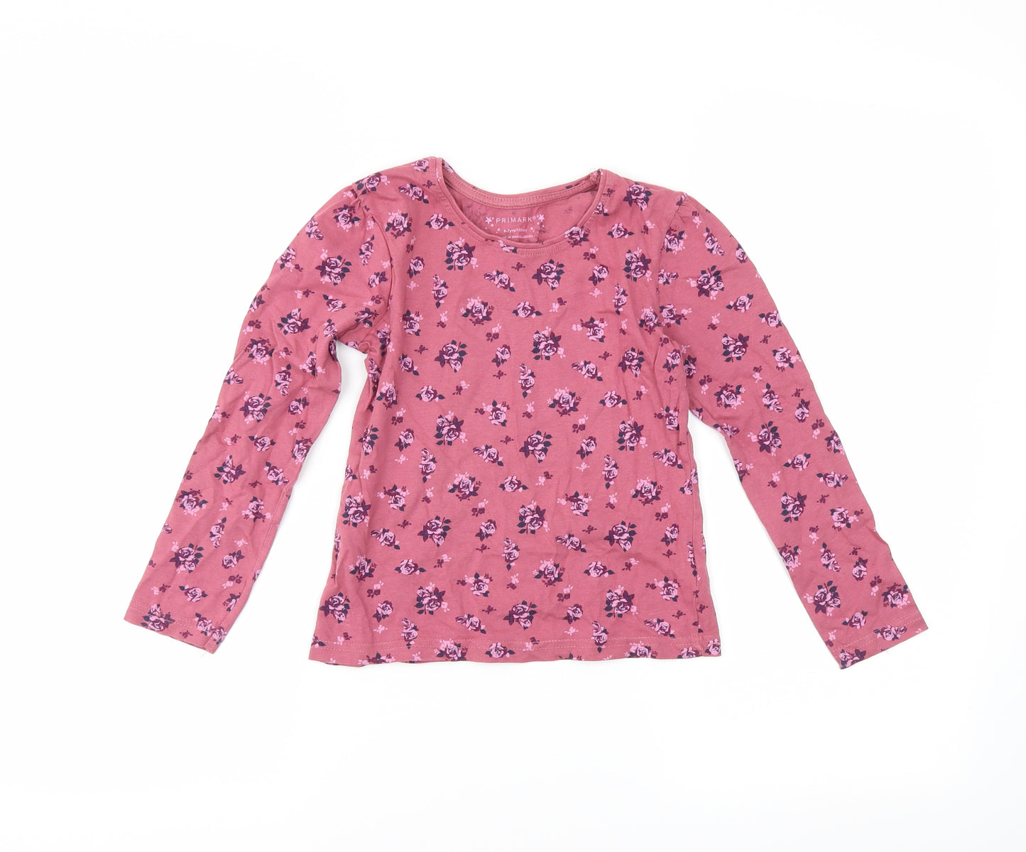 Primark Girls Red Floral  Basic T-Shirt Size 6-7 Years