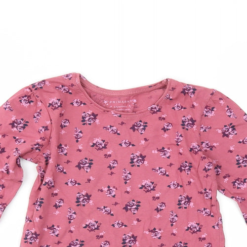Primark Girls Red Floral  Basic T-Shirt Size 6-7 Years