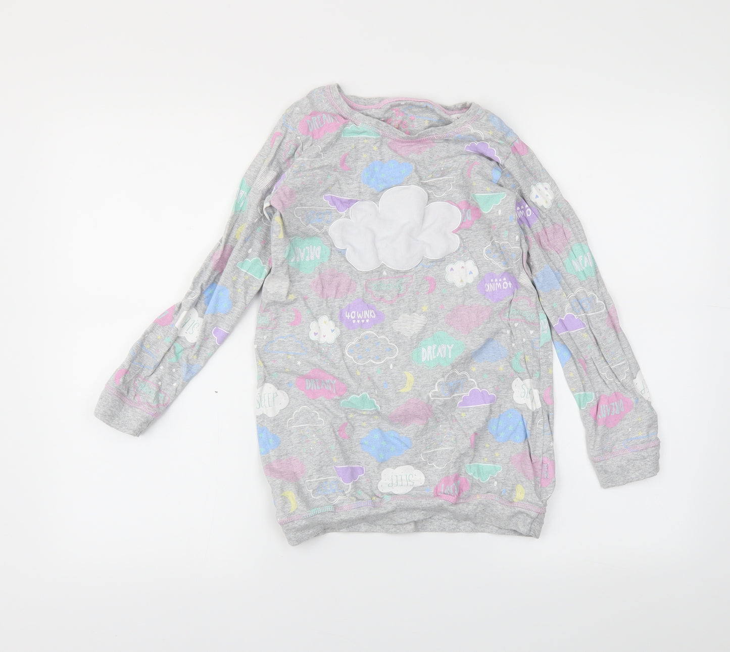 TU Girls Grey Solid  Capri Pyjama Top Size 8-9 Years