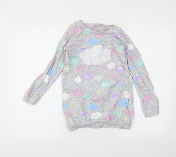 TU Girls Grey Solid  Capri Pyjama Top Size 8-9 Years