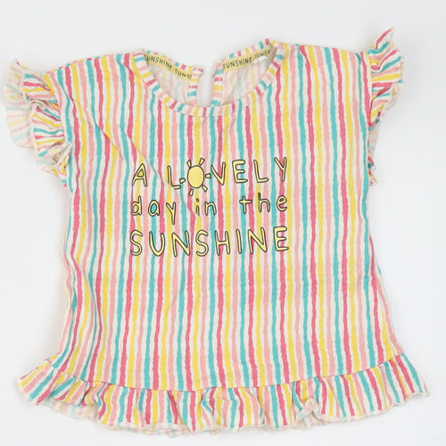 Mini Club Girls Yellow Striped  Basic T-Shirt Size 12-18 Months