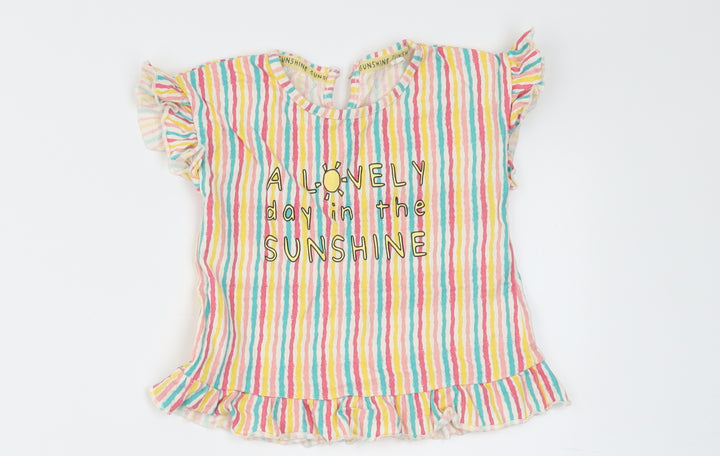 Mini Club Girls Yellow Striped  Basic T-Shirt Size 12-18 Months