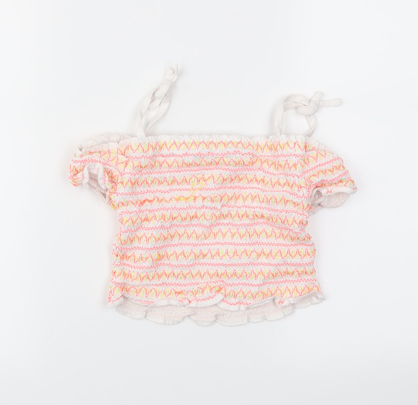 George Girls White Striped  Basic T-Shirt Size 7-8 Years