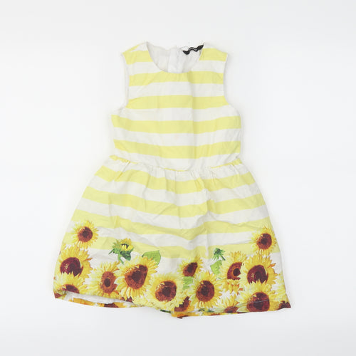 George Girls Yellow Striped  Ball Gown  Size 4-5 Years