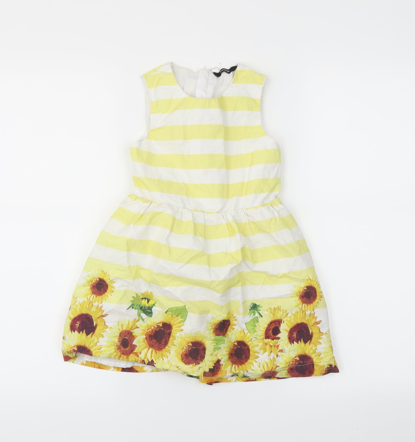 George Girls Yellow Striped  Ball Gown  Size 4-5 Years