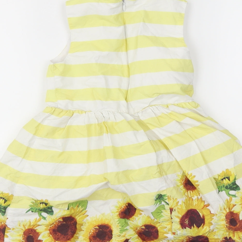 George Girls Yellow Striped  Ball Gown  Size 4-5 Years