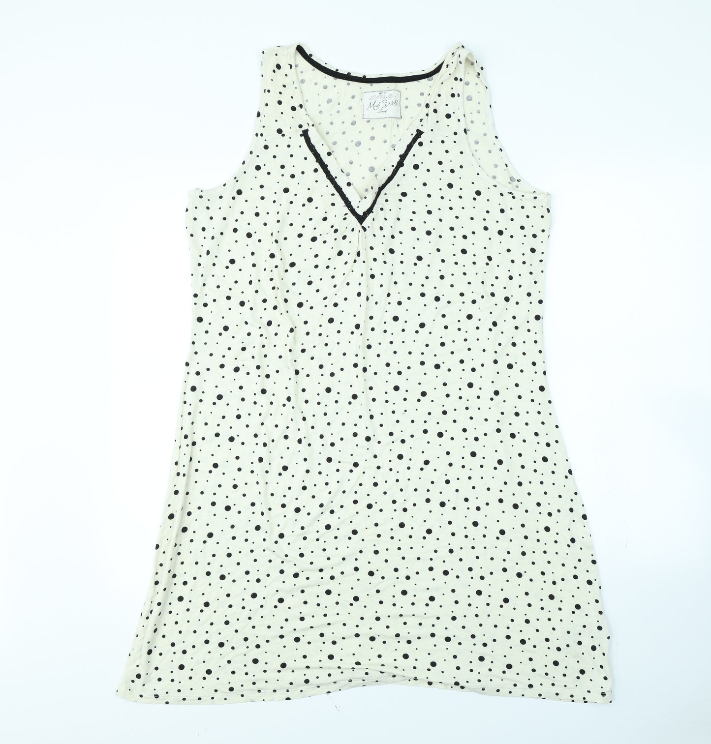 Preworn Womens White Polka Dot Rayon Cami Dress Size 18