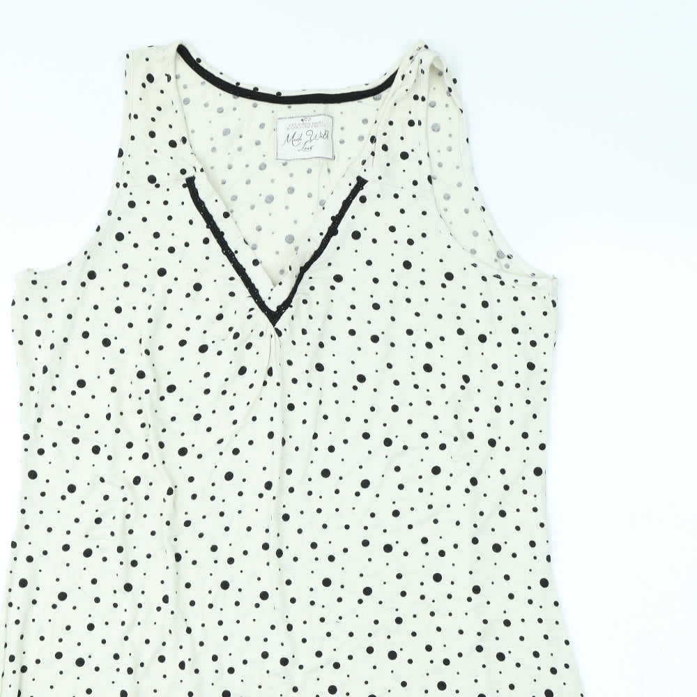 Preworn Womens White Polka Dot Rayon Cami Dress Size 18