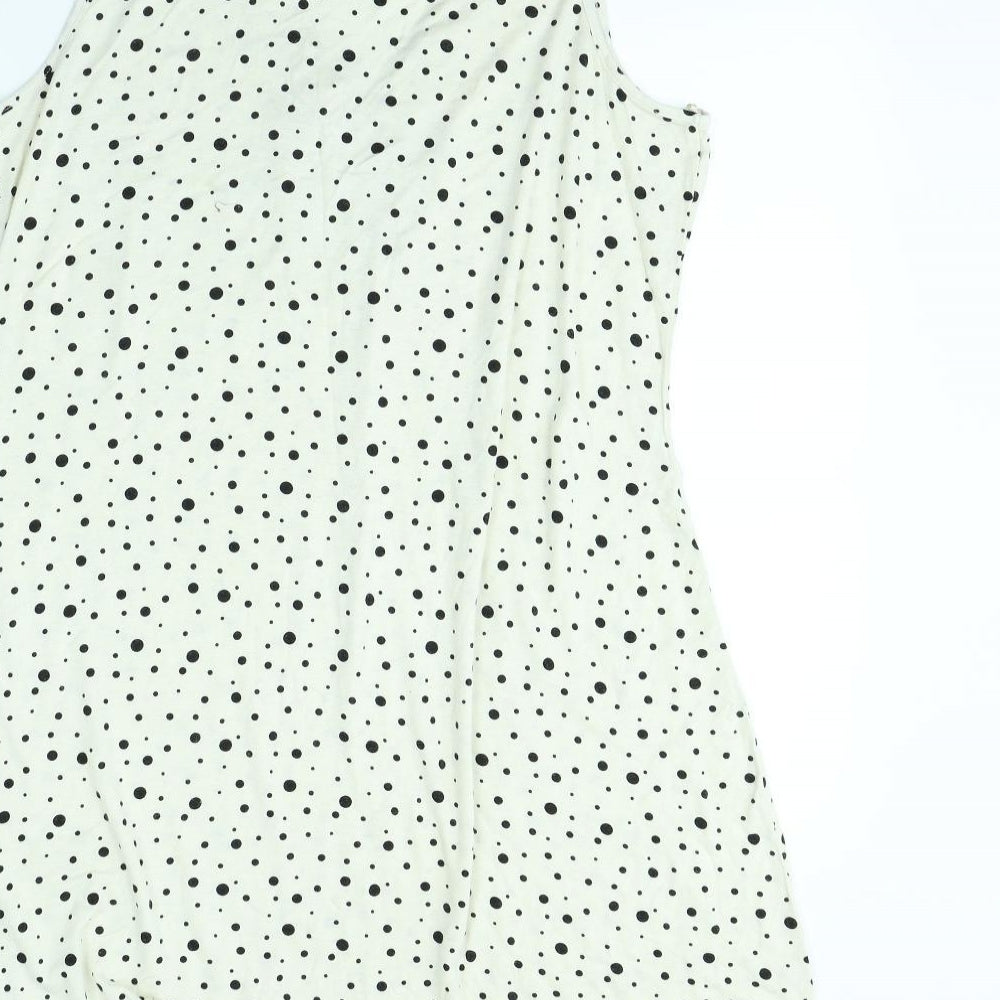 Preworn Womens White Polka Dot Rayon Cami Dress Size 18