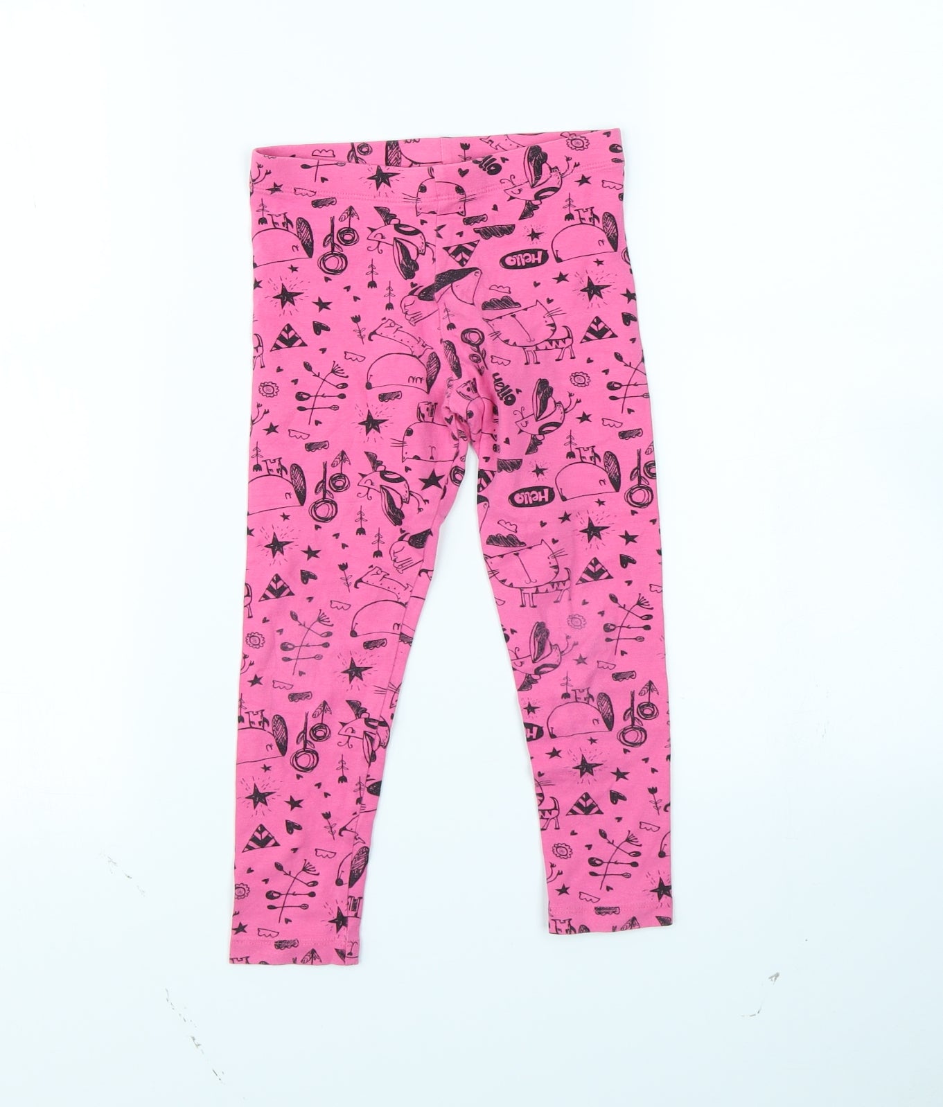 George Girls Pink Spotted Canvas Capri Trousers Size 4 Years