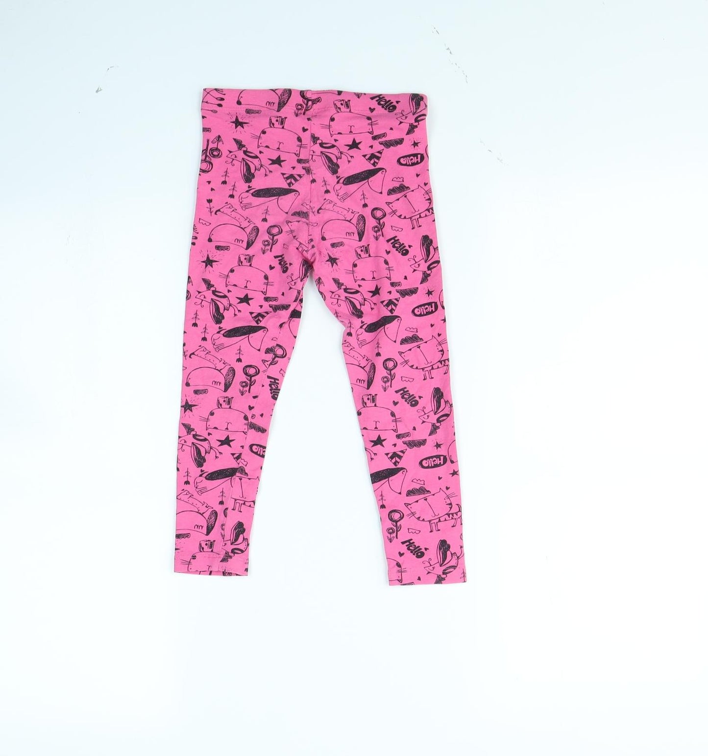 George Girls Pink Spotted Canvas Capri Trousers Size 4 Years