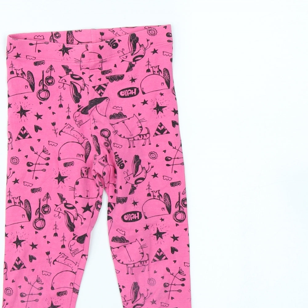 George Girls Pink Spotted Canvas Capri Trousers Size 4 Years