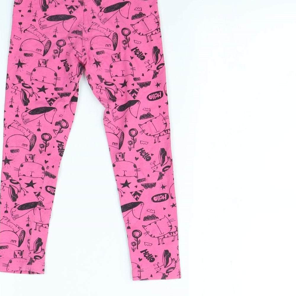 George Girls Pink Spotted Canvas Capri Trousers Size 4 Years