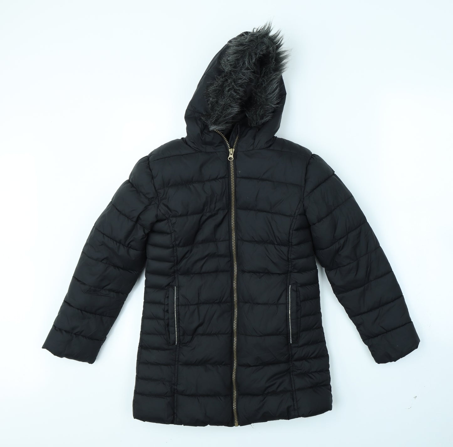 Preworn Girls Black   Rain Coat Coat Size 8 Years