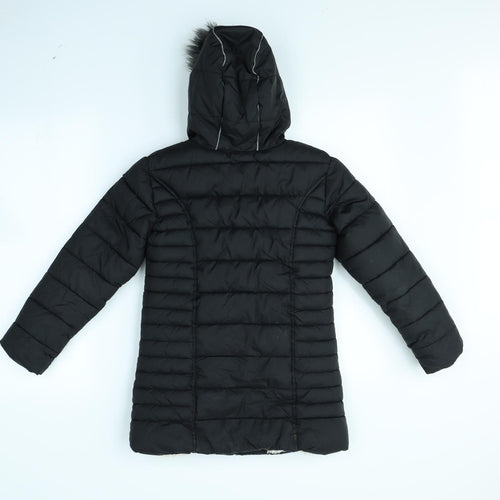 Preworn Girls Black   Rain Coat Coat Size 8 Years