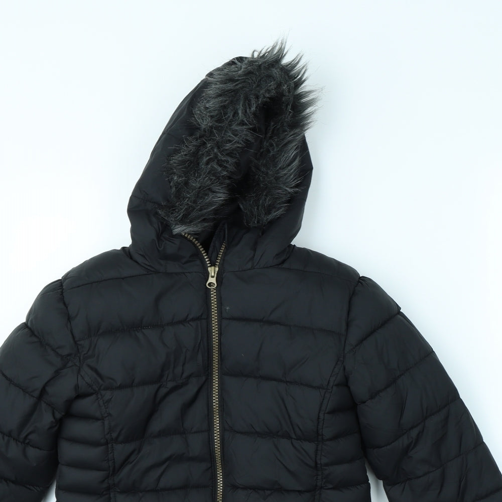 Preworn Girls Black   Rain Coat Coat Size 8 Years