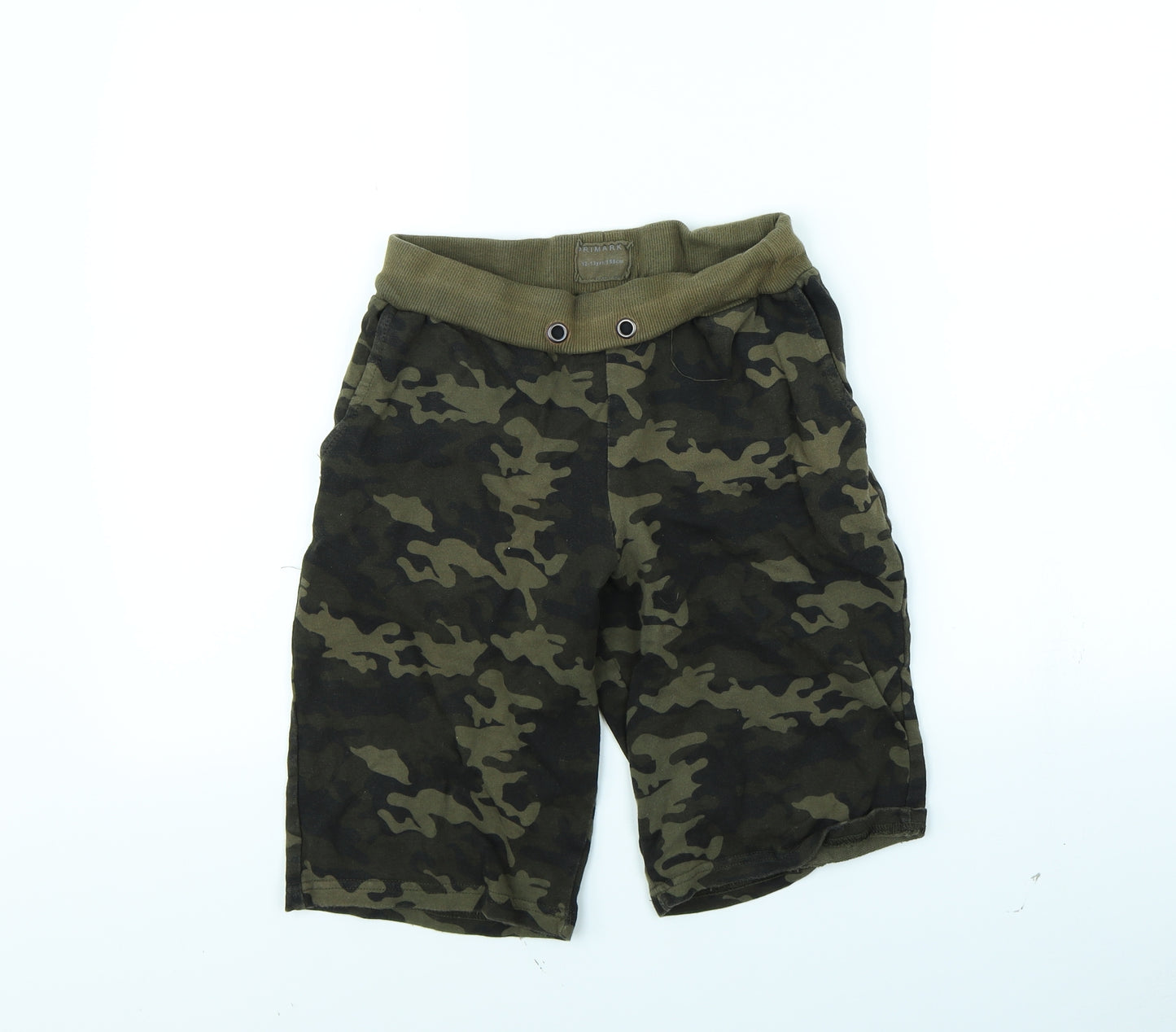 Primark Boys Green Camouflage  Sweat Shorts Size 12 Years