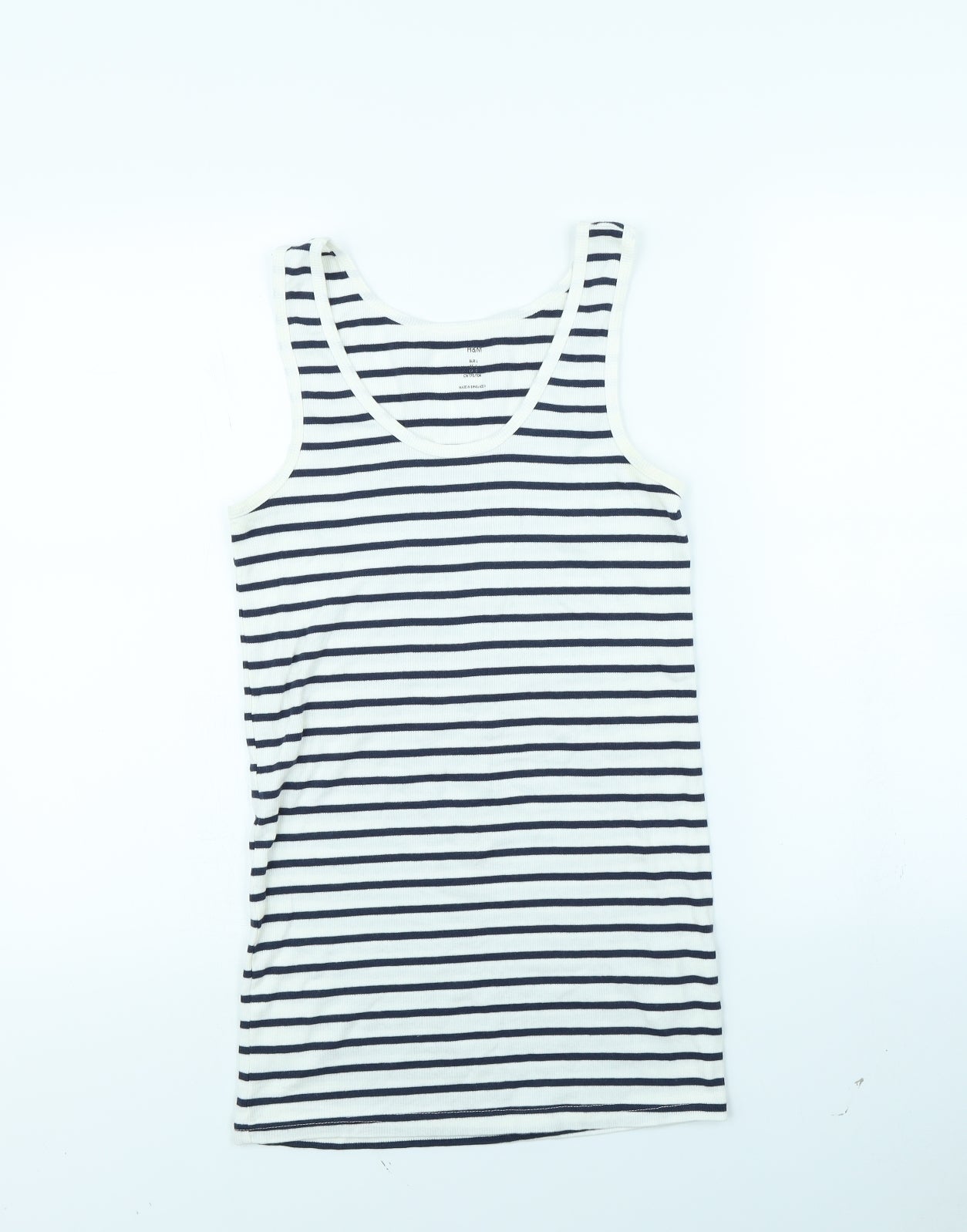 H&M Womens White Striped  Basic Tank Size 10