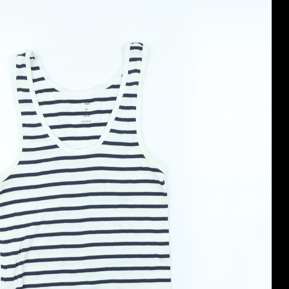 H&M Womens White Striped  Basic Tank Size 10