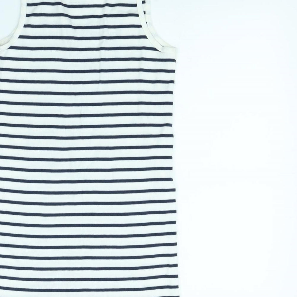 H&M Womens White Striped  Basic Tank Size 10