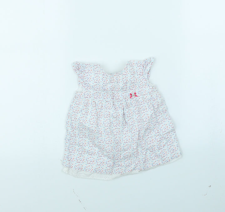 F&F Girls White Floral  Basic Blouse Size 6-9 Months