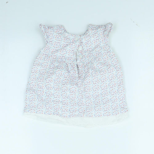 F&F Girls White Floral  Basic Blouse Size 6-9 Months
