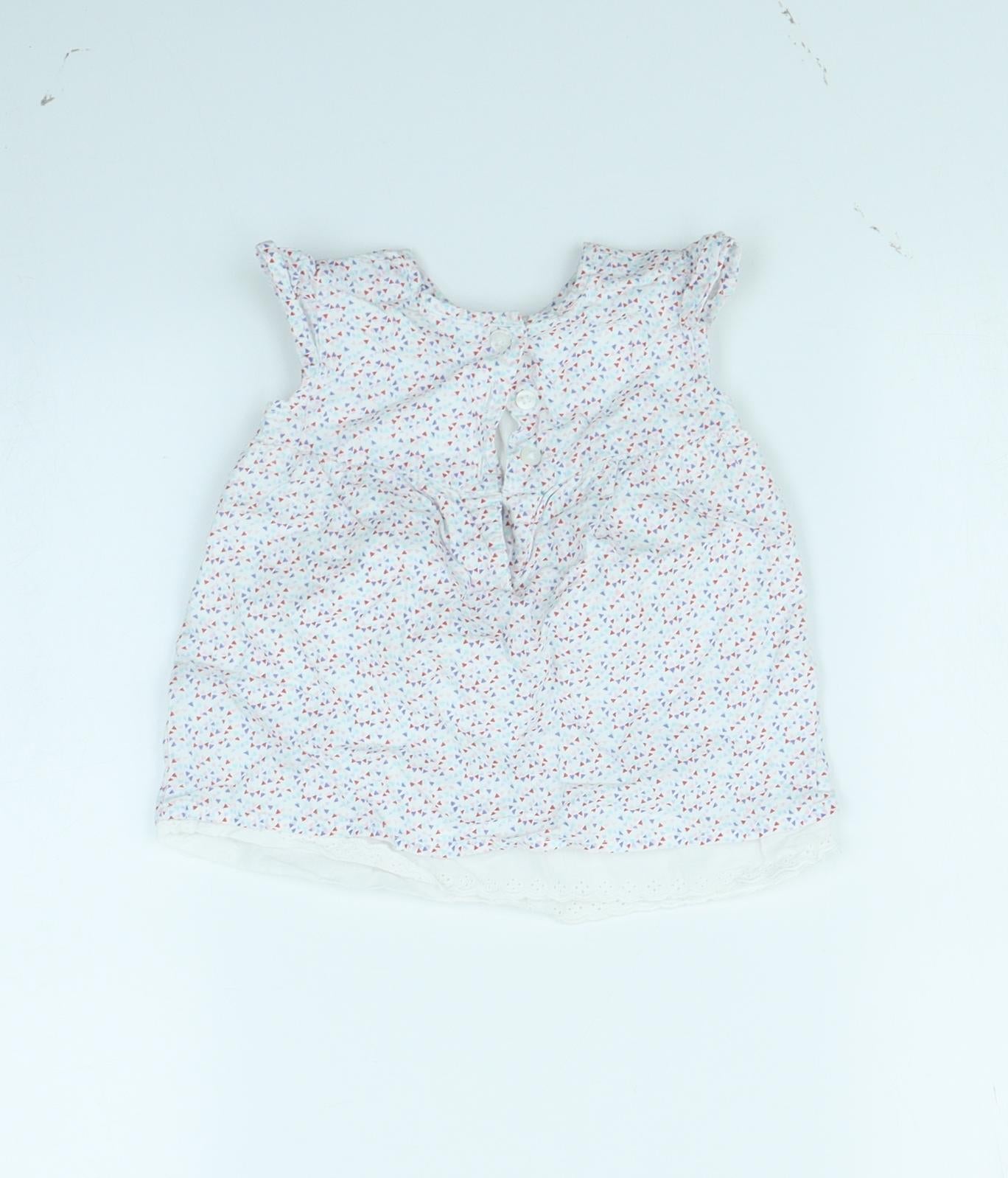 F&F Girls White Floral  Basic Blouse Size 6-9 Months