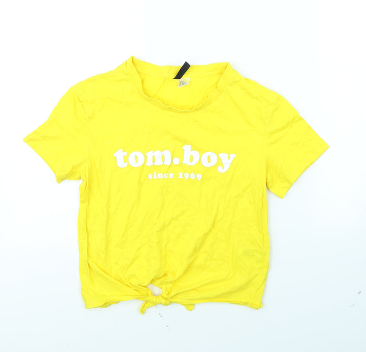 Divided Womens Yellow   Cropped T-Shirt Size XS