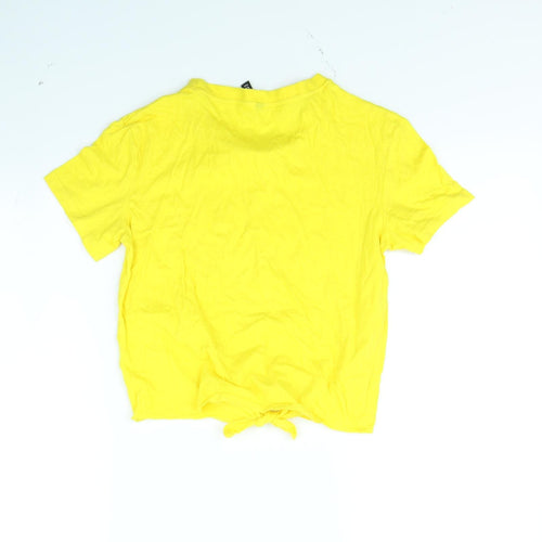 Divided Womens Yellow   Cropped T-Shirt Size XS