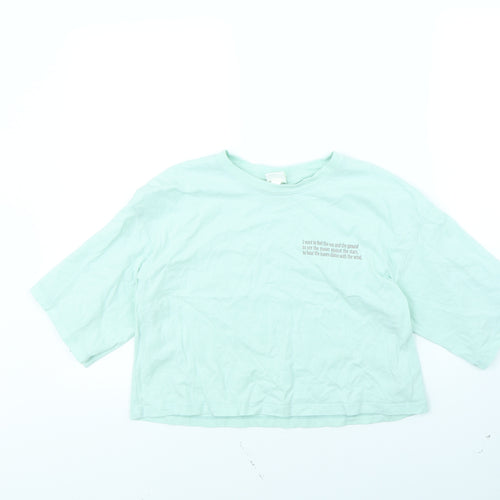 H&M Womens Green   Cropped T-Shirt Size S
