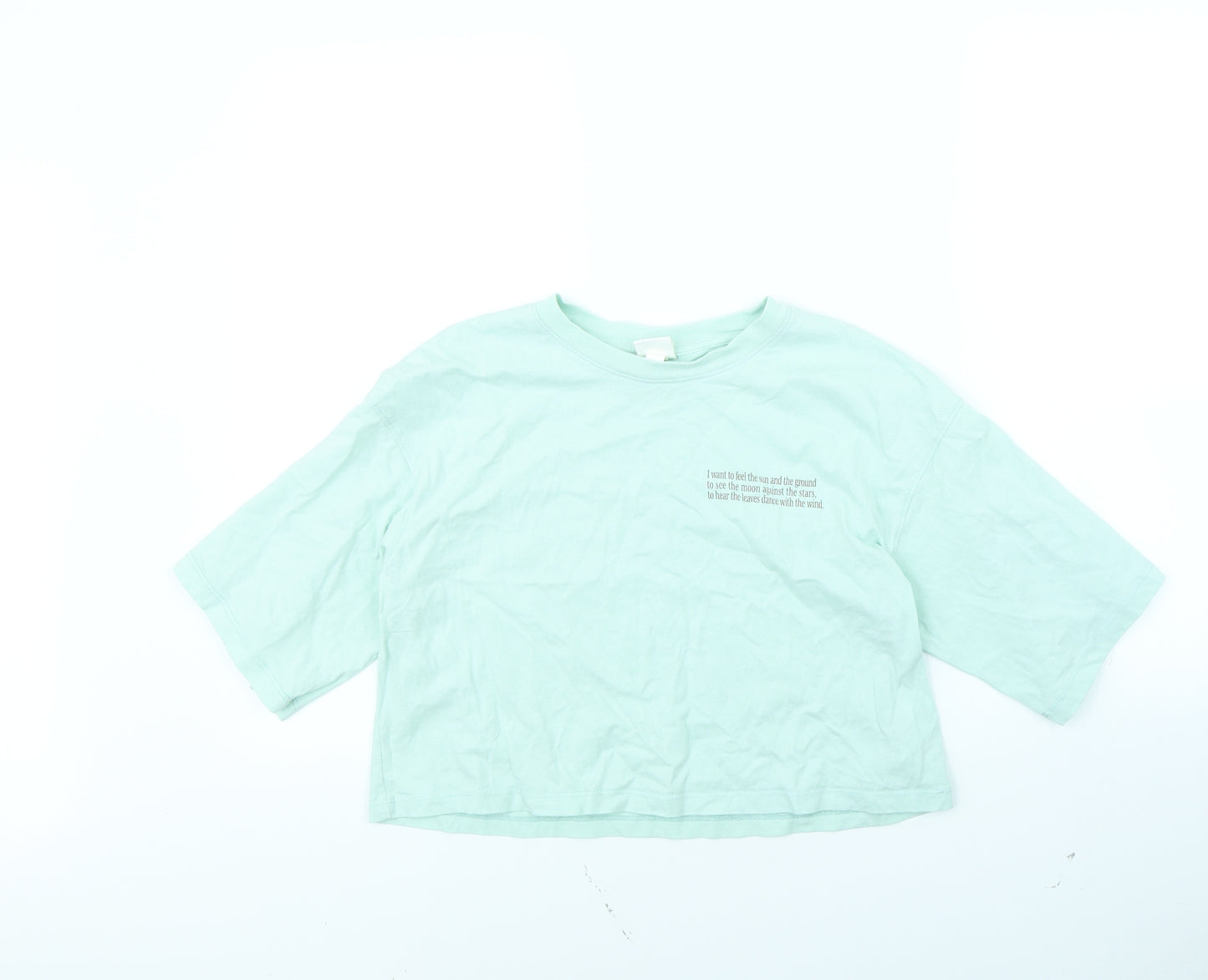 H&M Womens Green   Cropped T-Shirt Size S