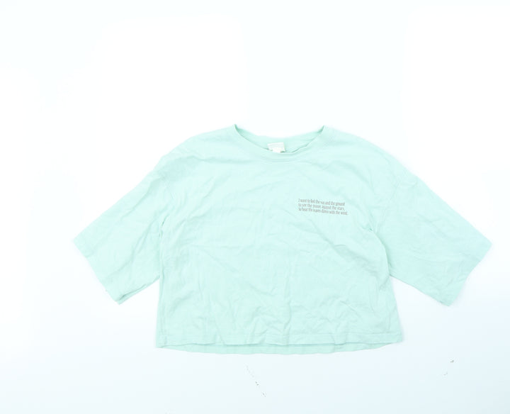 H&M Womens Green   Cropped T-Shirt Size S