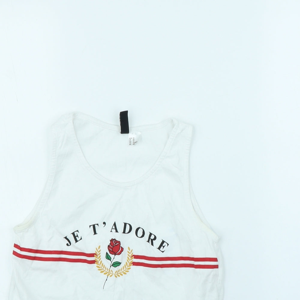 Divided Womens White   Basic Tank Size XS