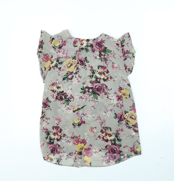 Atmosphere Womens Grey Floral  Basic Blouse Size 10