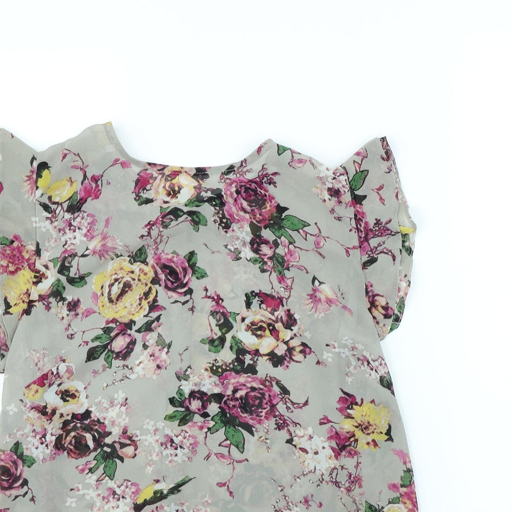 Atmosphere Womens Grey Floral  Basic Blouse Size 10