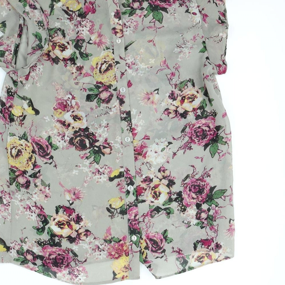 Atmosphere Womens Grey Floral  Basic Blouse Size 10
