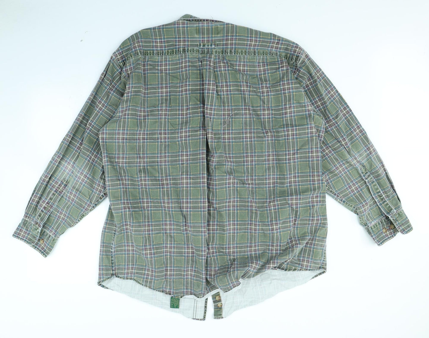Orvis Mens Green Check   Dress Shirt Size XL