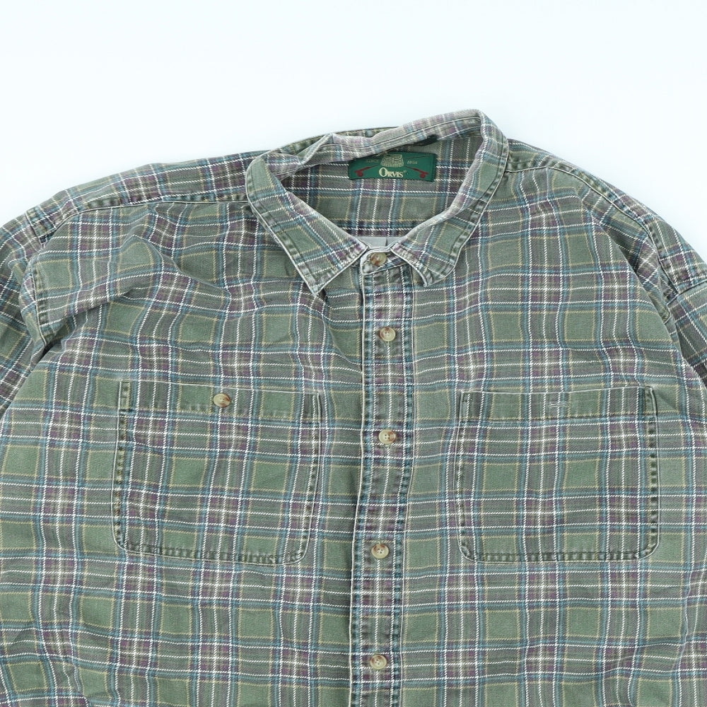 Orvis Mens Green Check   Dress Shirt Size XL