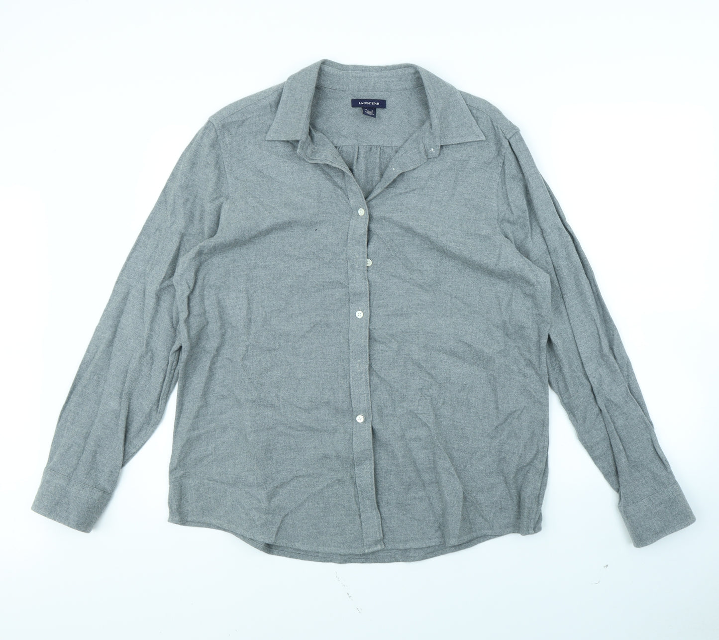 Landsend Mens Grey    Dress Shirt Size L